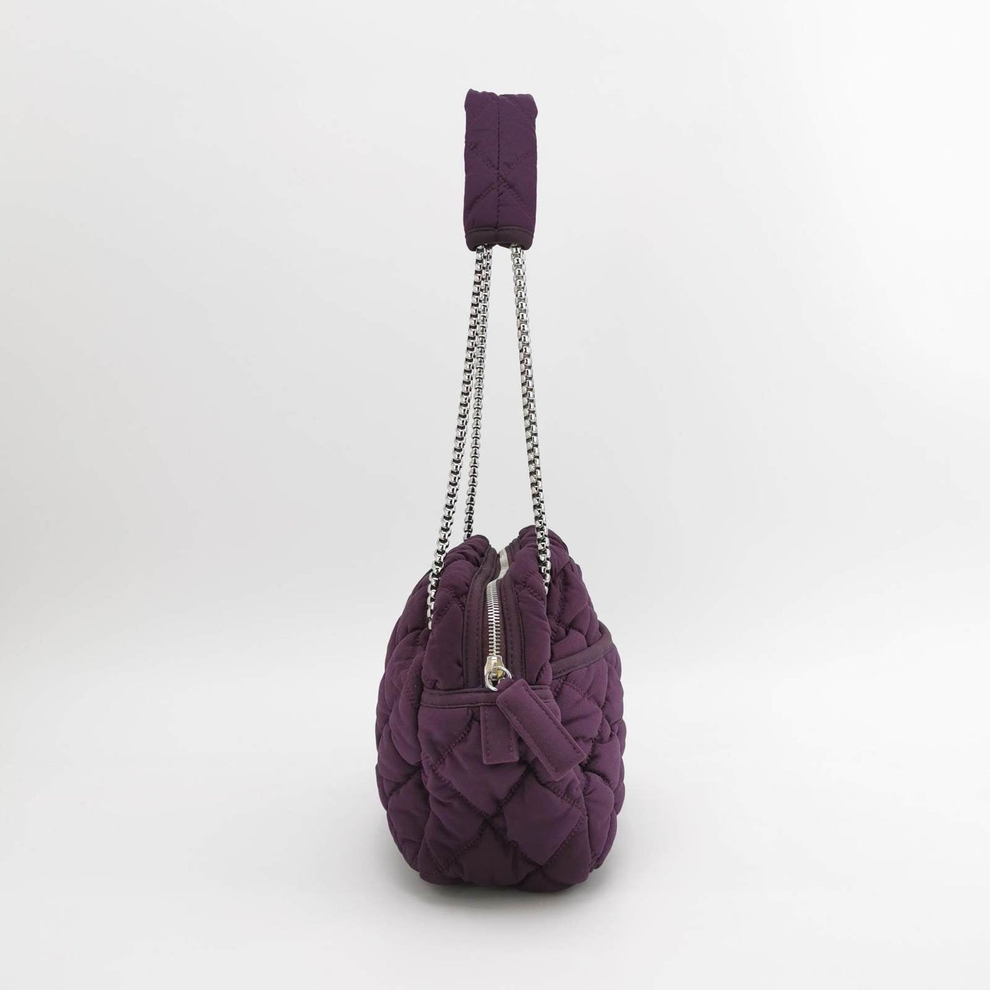 Chanel Nylon Bubble Striped Quilt Accordion Flap Bag Purple
