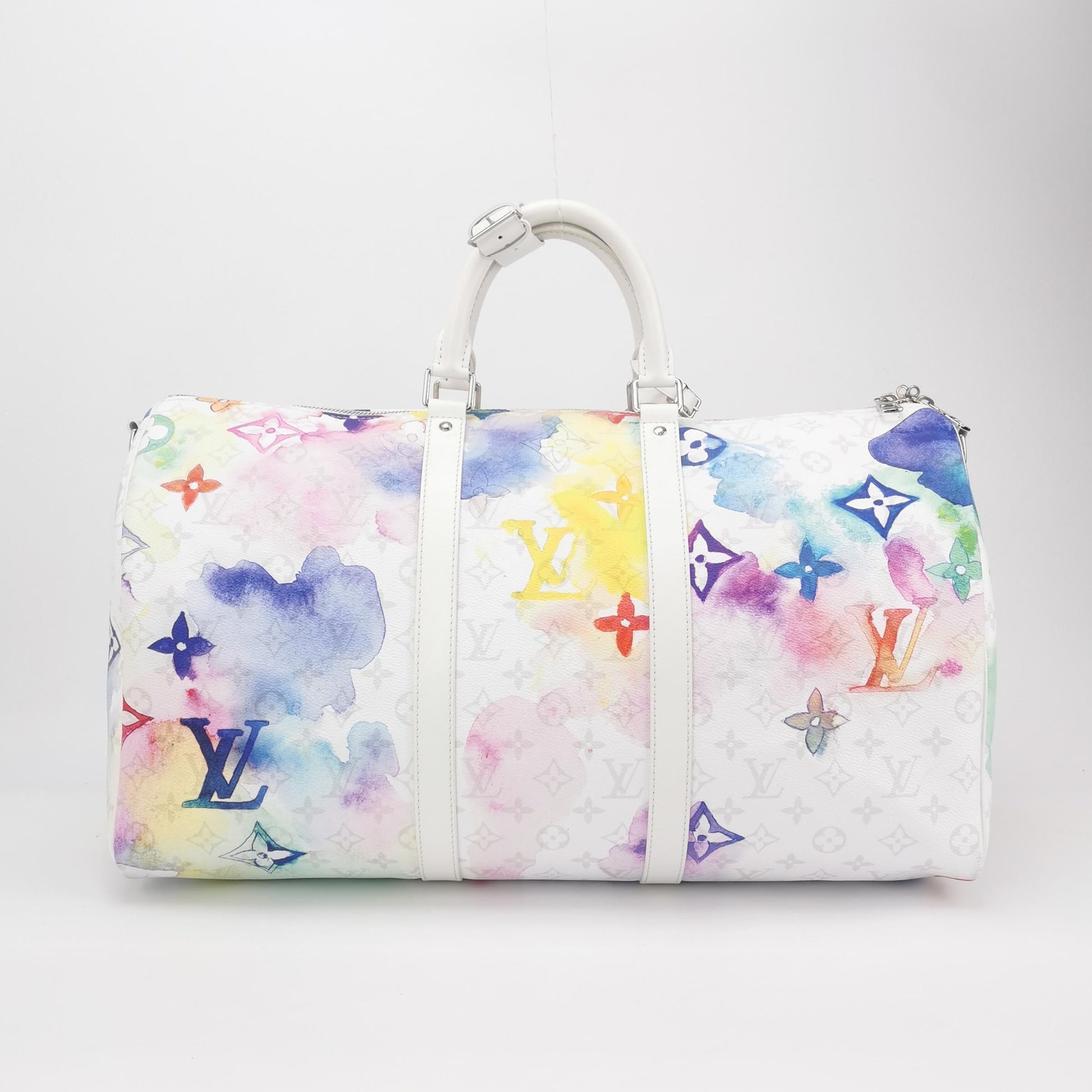 Louis Vuitton Keepall 50 White Watercolor Travel Bag