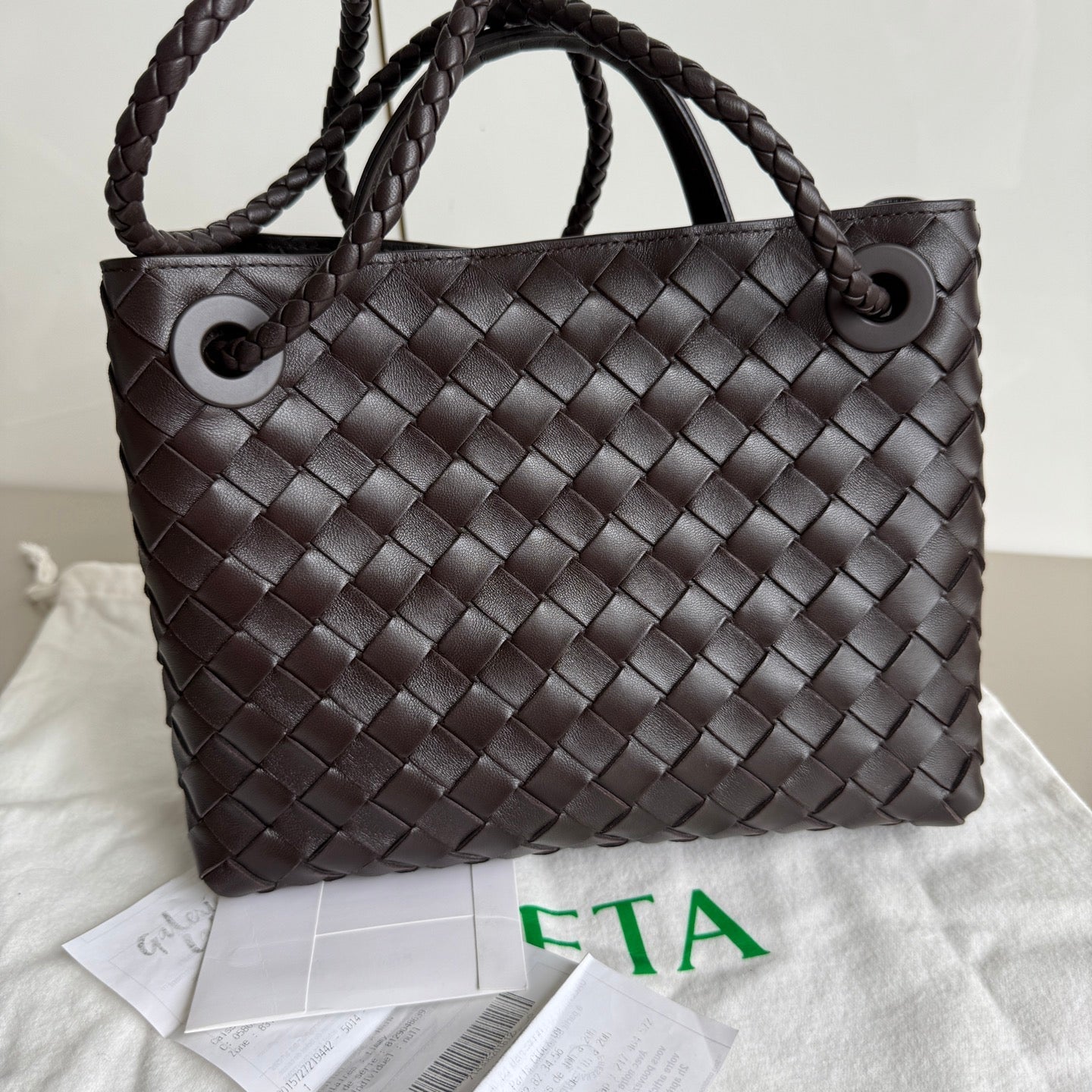 Bottega Veneta Small Andiamo Fondant Dark Chocolate Brown Intrecciato Handbag