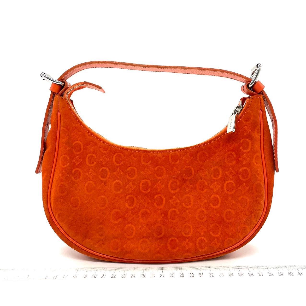 Celine Ava Hobo Orange Suede Leather Shoulder Bag