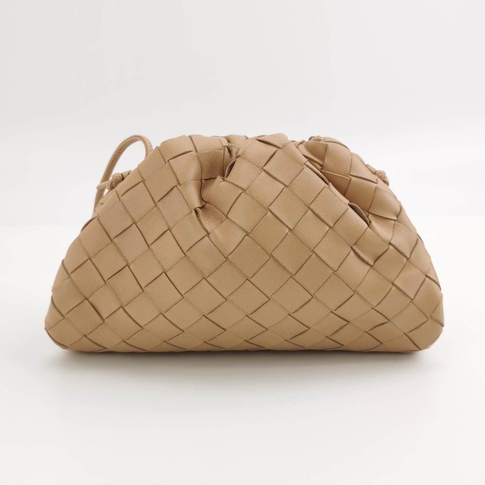 Bottega Veneta Pouch Mini Intrecciato Beige Lambskin Leather Crossbody Bag