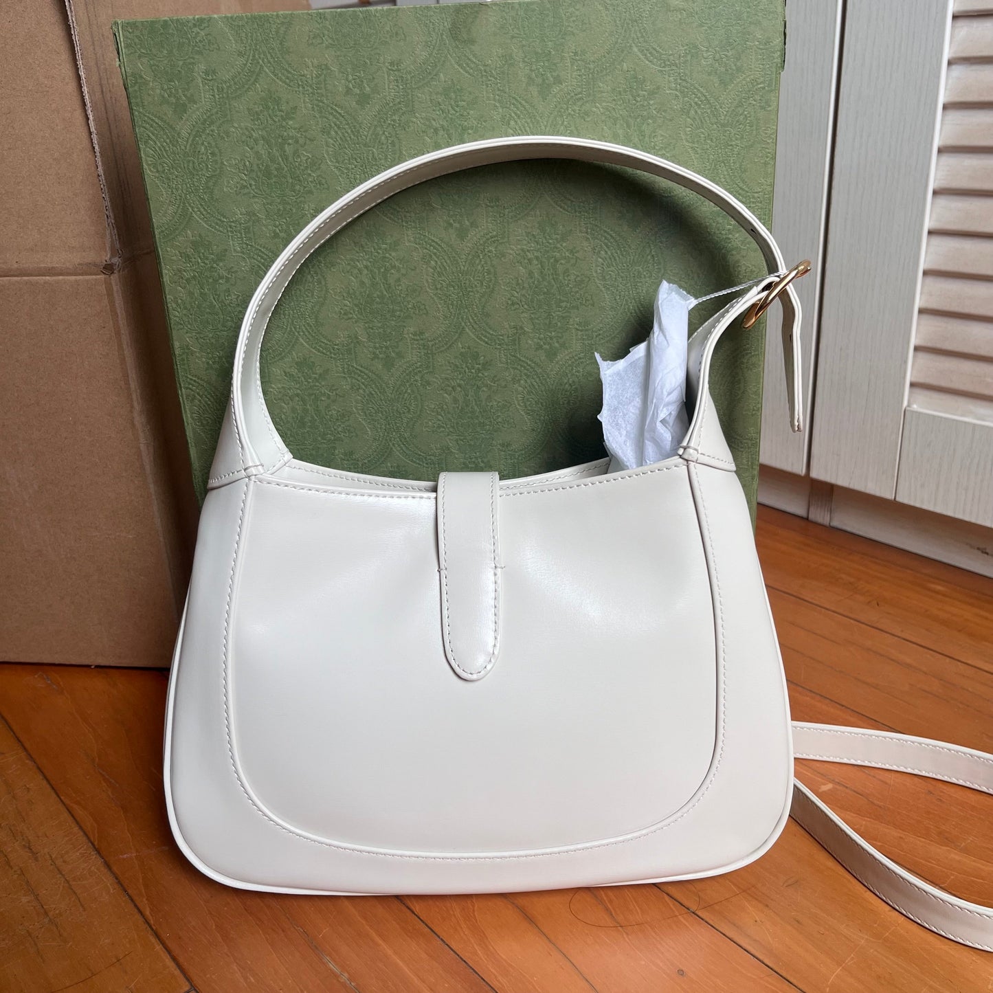 Gucci Jackie 1961 Small Leather Bag with Adjustable Strap White