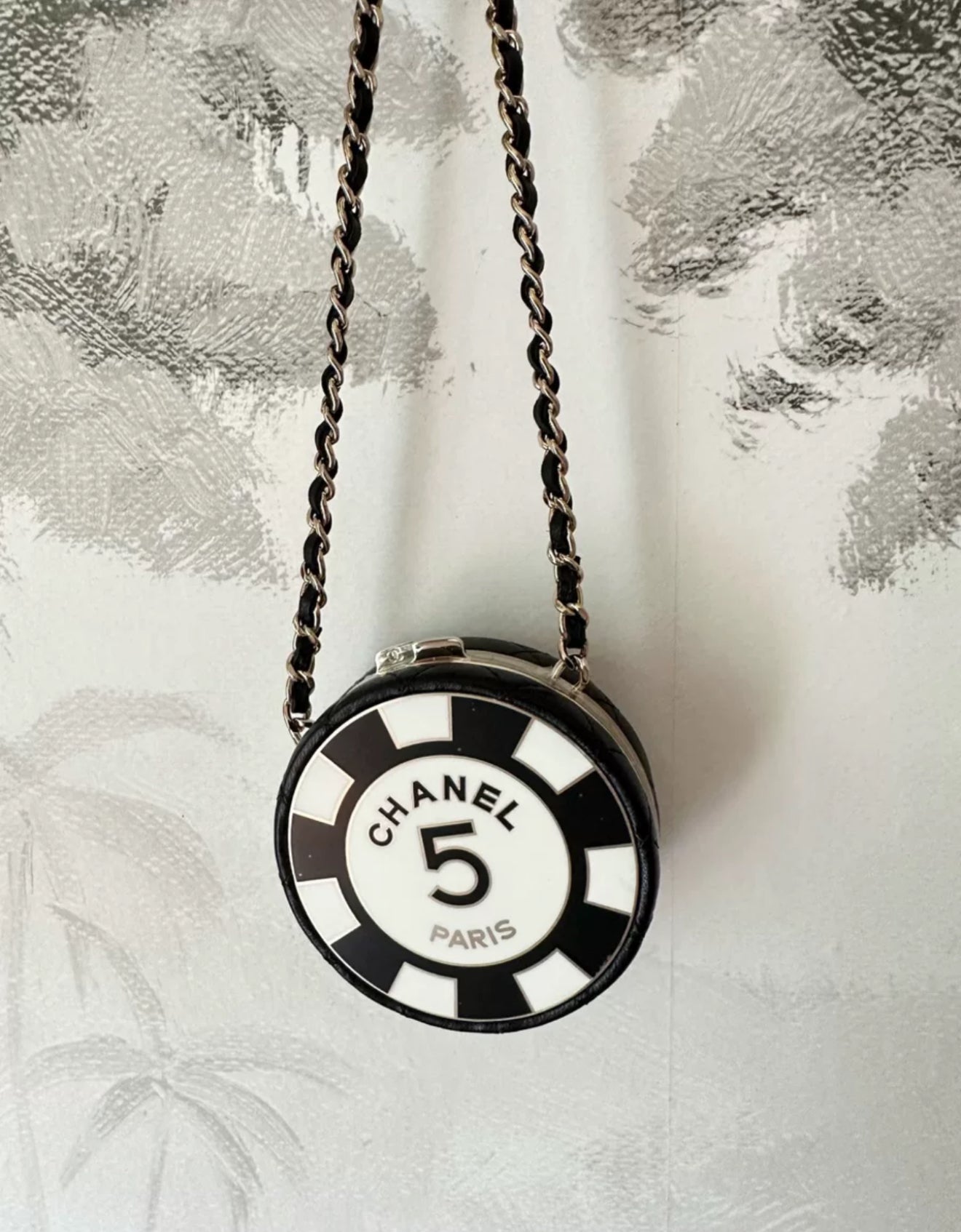 Chanel 23S Black & White Clutch with chain
