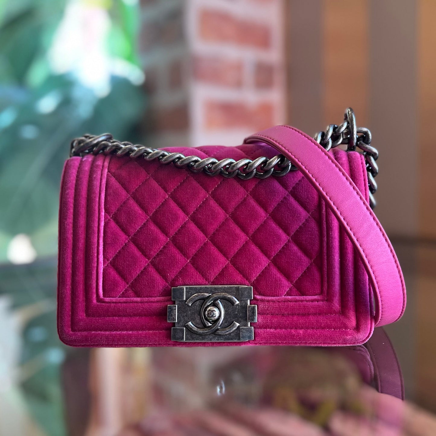 CHANEL Boy Bag Small Velour Shoulder Bag TS4015