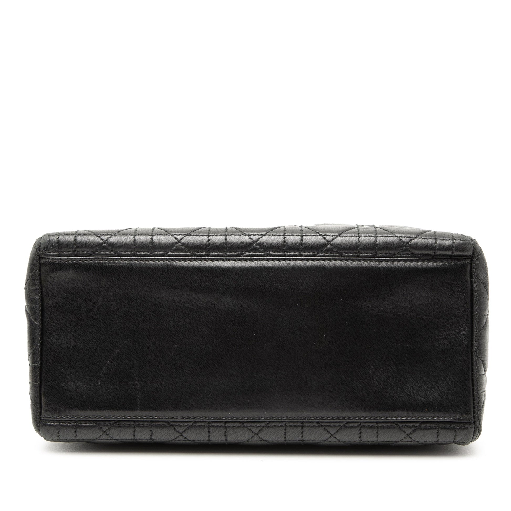 Black Dior Medium Lambskin Cannage Lady Dior Satchel