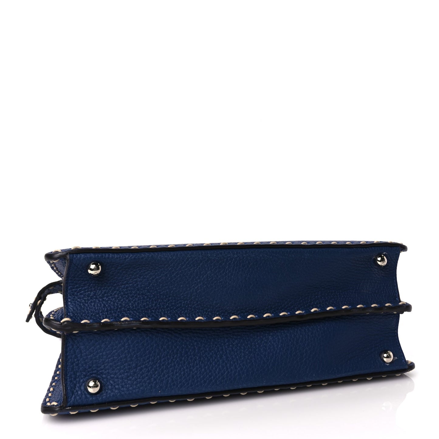 Fendi Vitello Granato Camoscio Selleria Macro Stitchings Medium Peekaboo I SEE U Satchel Blue Cyan