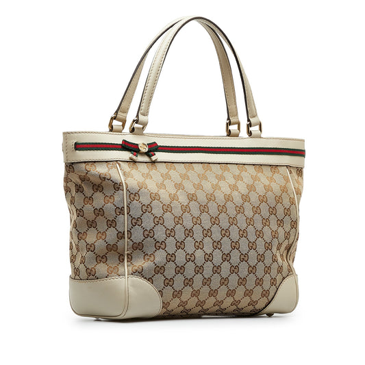 Gucci Tan Leather Canvas Tote Style 3