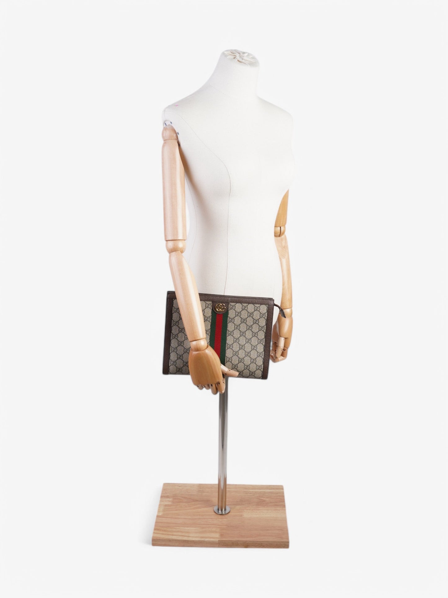Gucci Ophidia Pouch Beige / Brown / Green Coated Canvas