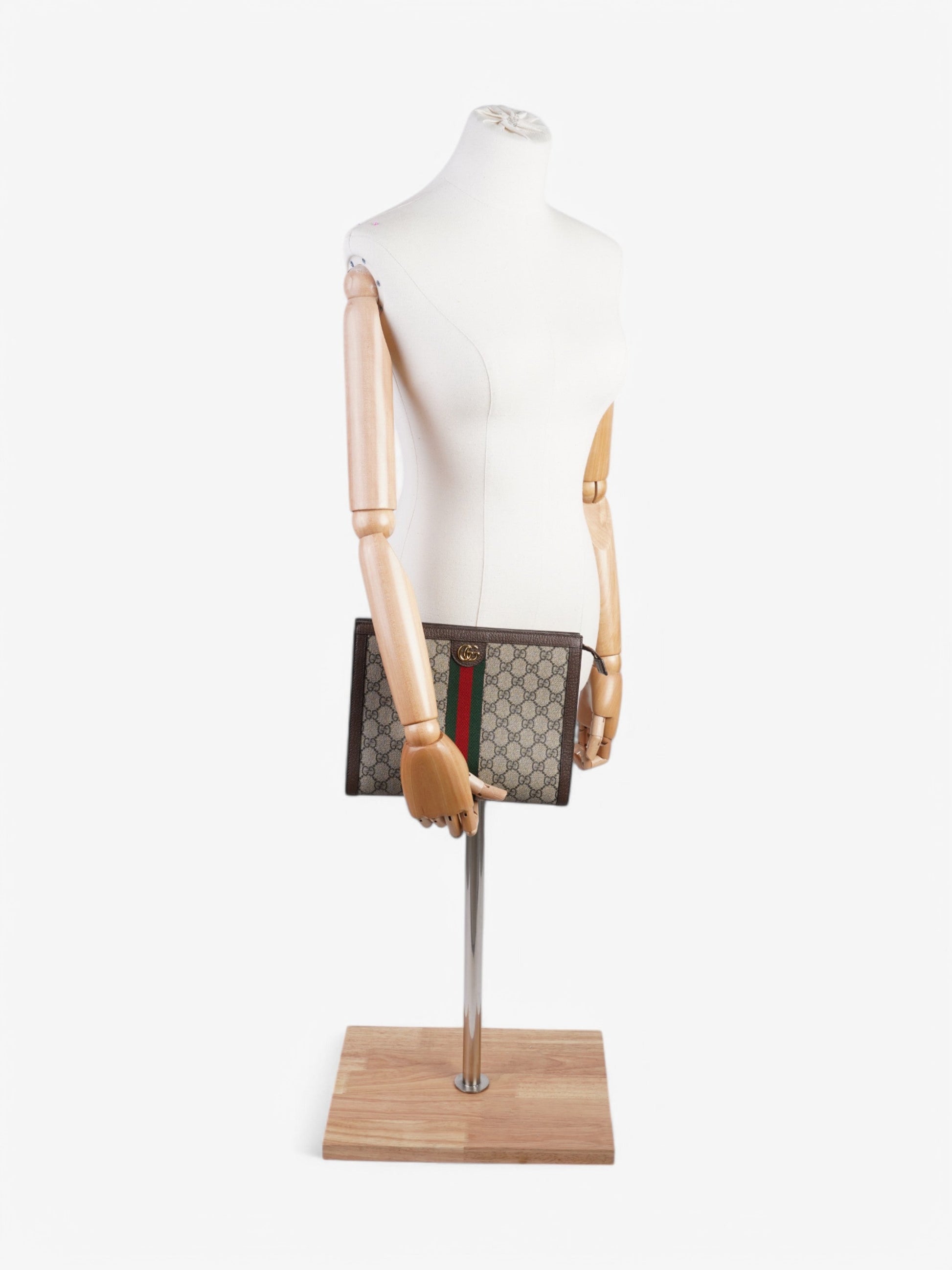Gucci Ophidia Pouch Beige / Brown / Green Coated Canvas