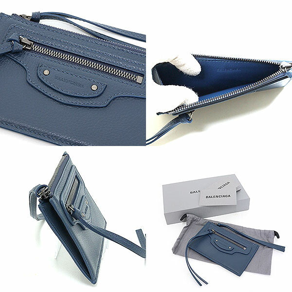 BALENCIAGA Coin case 640110 leather Navy Neo Classic Long Coin & Card Holder