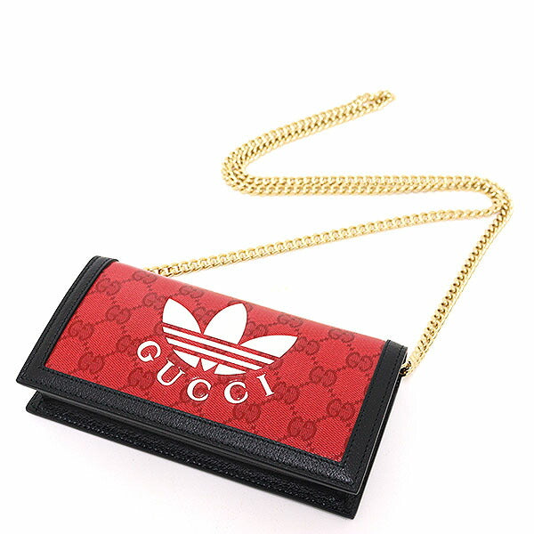 GUCCI Shoulder Bag 621892 GG crystal canvas Red "GUCCI x adidas" Wallet with Chain