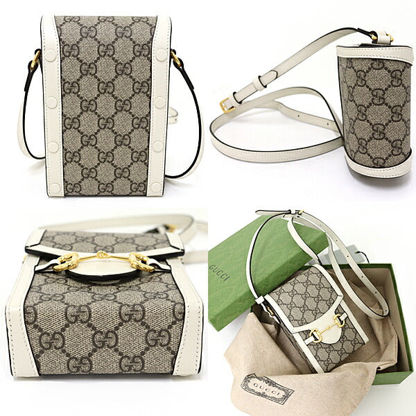 GUCCI Shoulder Bag 625615 GG Supreme Canvas beige Gucci Horsebit 1955 mini bag