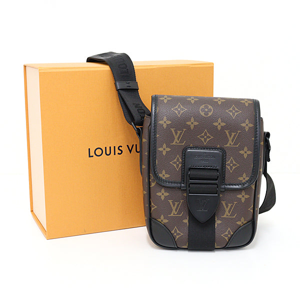 LOUIS VUITTON Shoulder Bag PVC, Leather black Monogram Macasa archie messenger mens