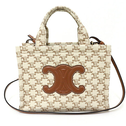 CELINE Tote Bag U-GA-0293 canvas beige Small Cabas Thais Triomphe Canvas Tote Bag