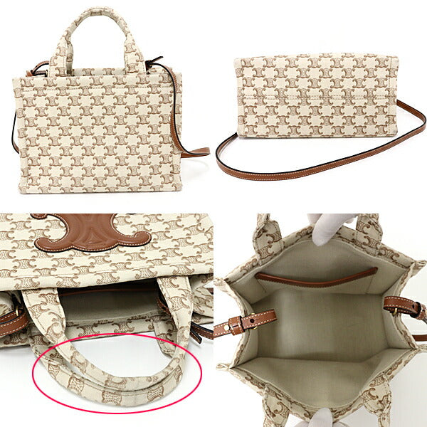 CELINE Tote Bag U-GA-0293 canvas beige Small Cabas Thais Triomphe Canvas Tote Bag