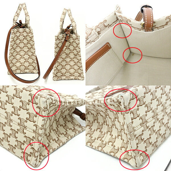 CELINE Tote Bag U-GA-0293 canvas beige Small Cabas Thais Triomphe Canvas Tote Bag