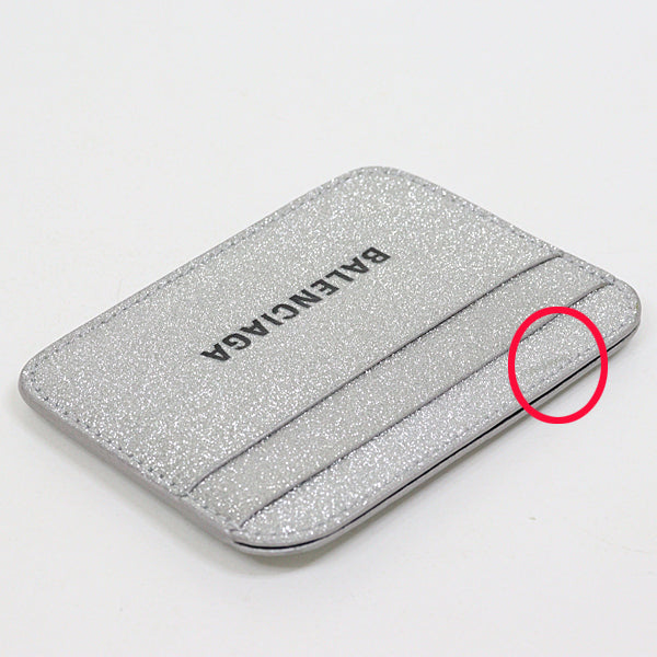 BALENCIAGA Card Case 593812 Sparkling fabric = polyurethane, polyester Silver logo metallic mens(Unisex)