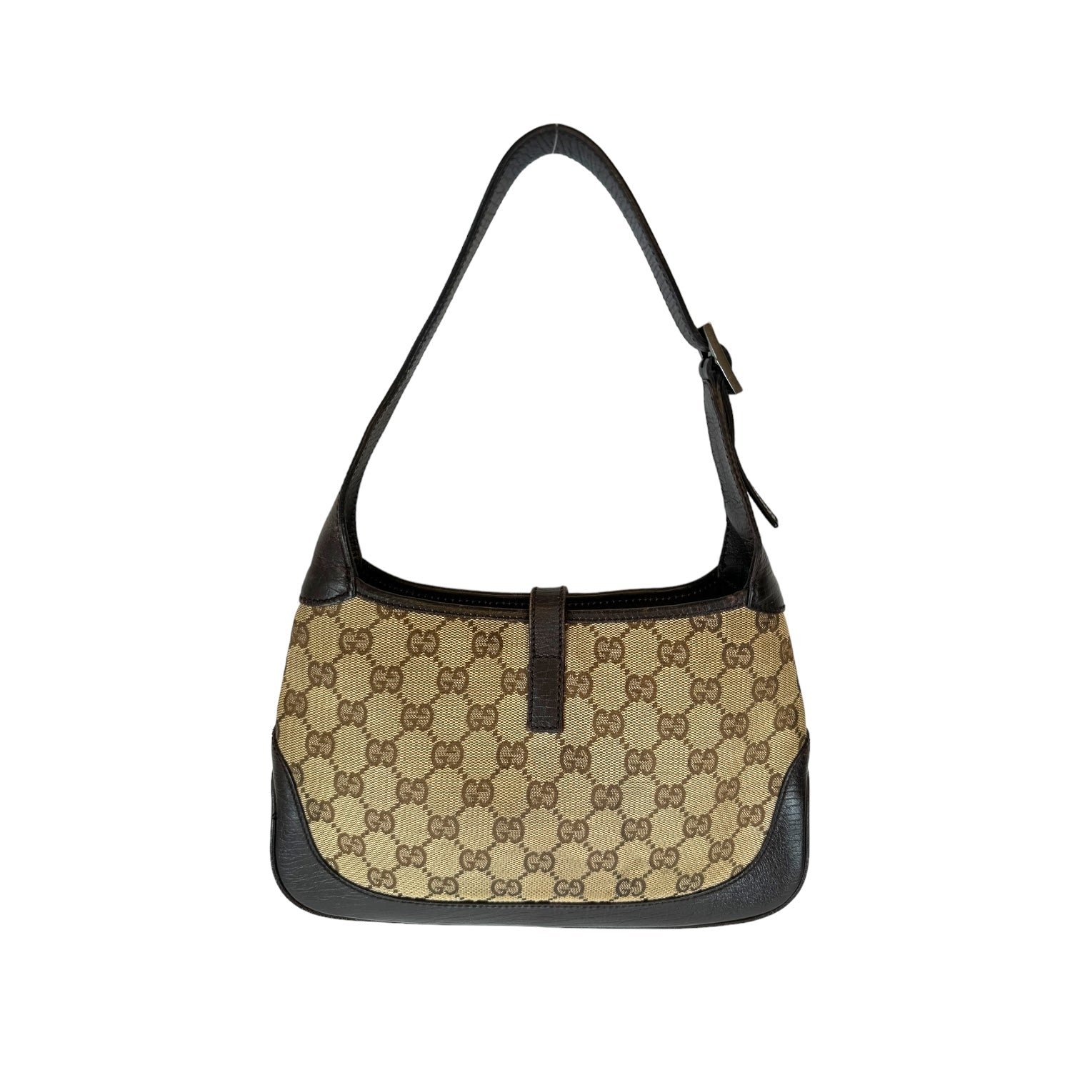 Gucci Jackie Brown Leather Canvas Shoulder Bag Style 3