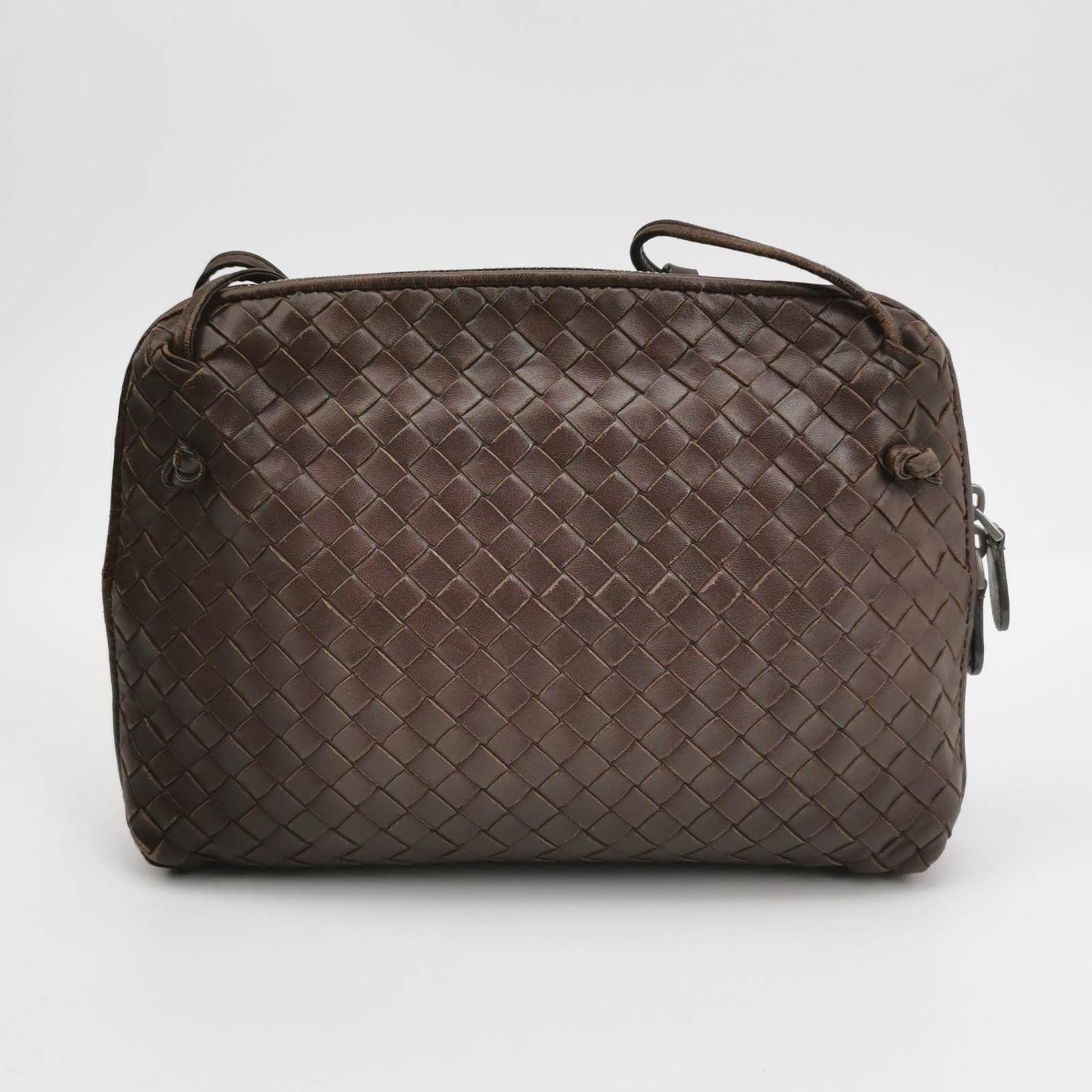 Bottega Veneta Nodini Small Milk Chocolate Brown Intrecciato Leather Crossbody Bag