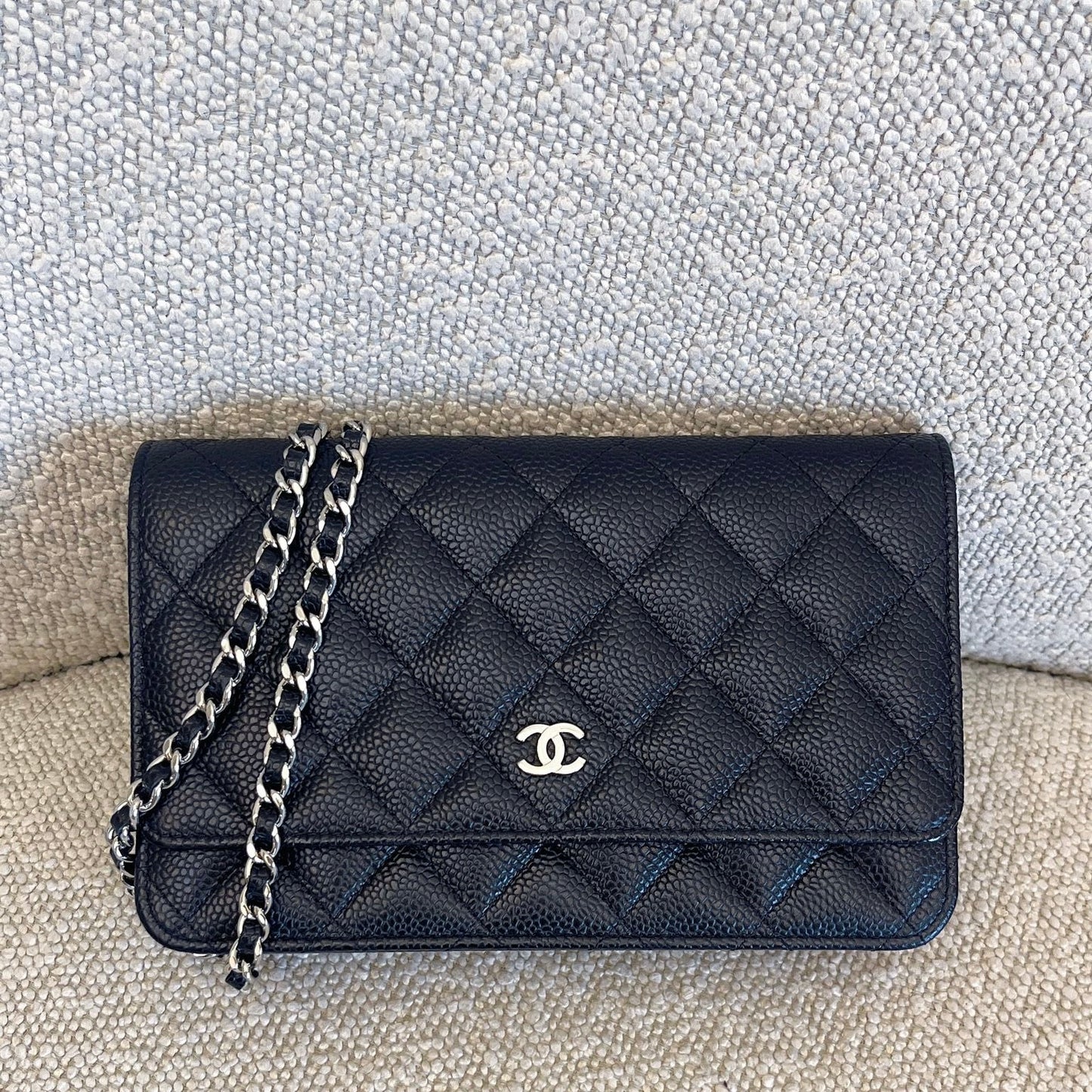 Chanel Classic Wallet on Chain WOC in Black Caviar and SHW (Model: AP0250) Crossbody