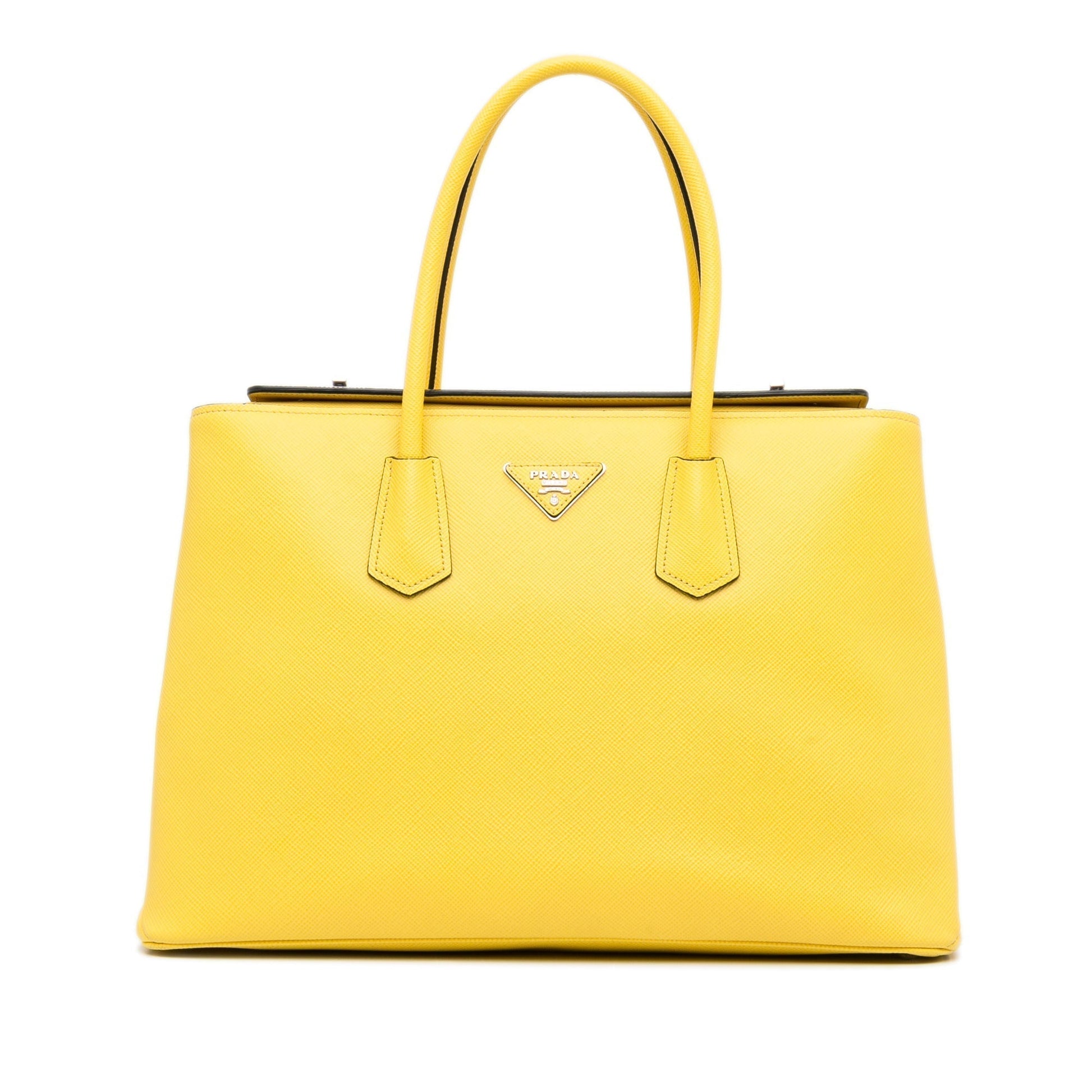 Prada Double Cuir Yellow Saffiano Luxury Handbag