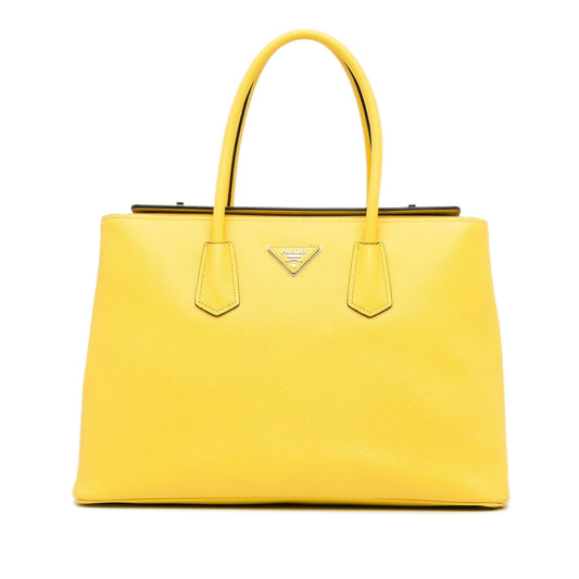 Prada Double Cuir Yellow Saffiano Luxury Handbag