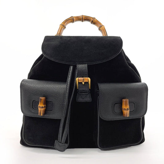 GUCCI Backpack 003?1998 Suede, Leather black Bamboo