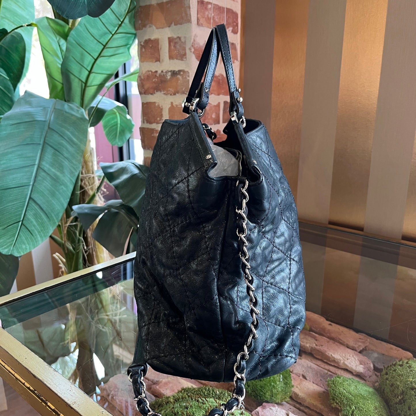 CHANEL Black Iridescent Sea Hit CC Two Way Tote ADI1146