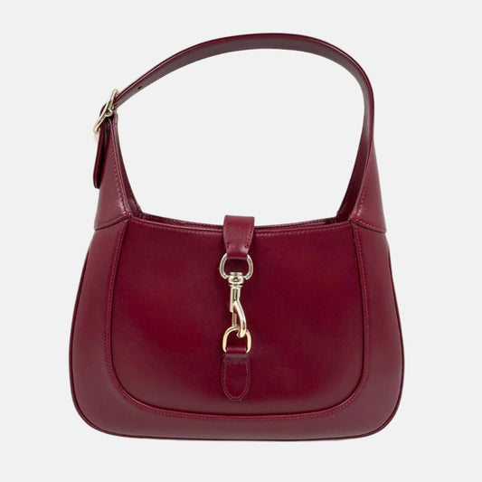 Gucci Jackie 1961 Small Ancora Red Burgundy Leather Shoulder Bag Clasp