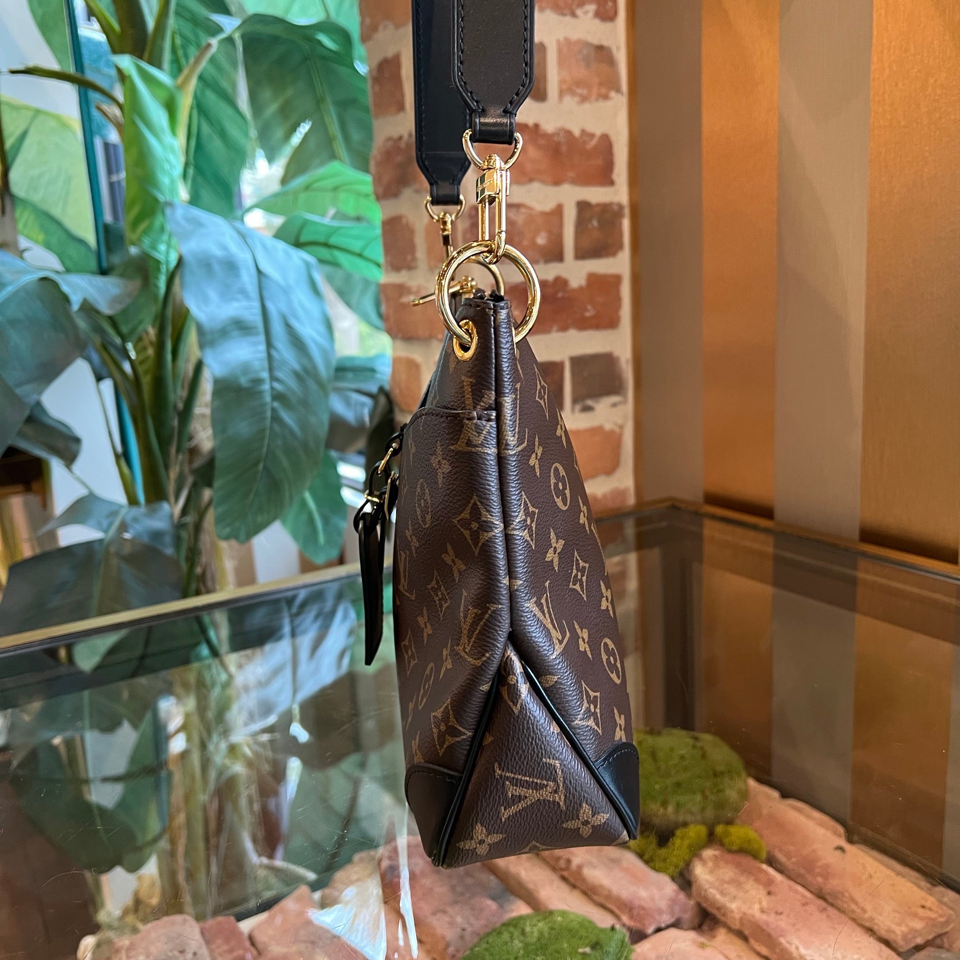 LOUIS VUITTON Odeon PM Black Monogram Coated Canvas Crossbody Bag