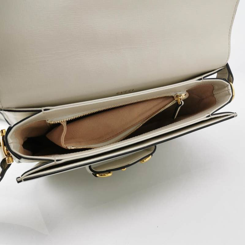 Gucci 1955 Horsebit Shoulder Bag White Small Leather