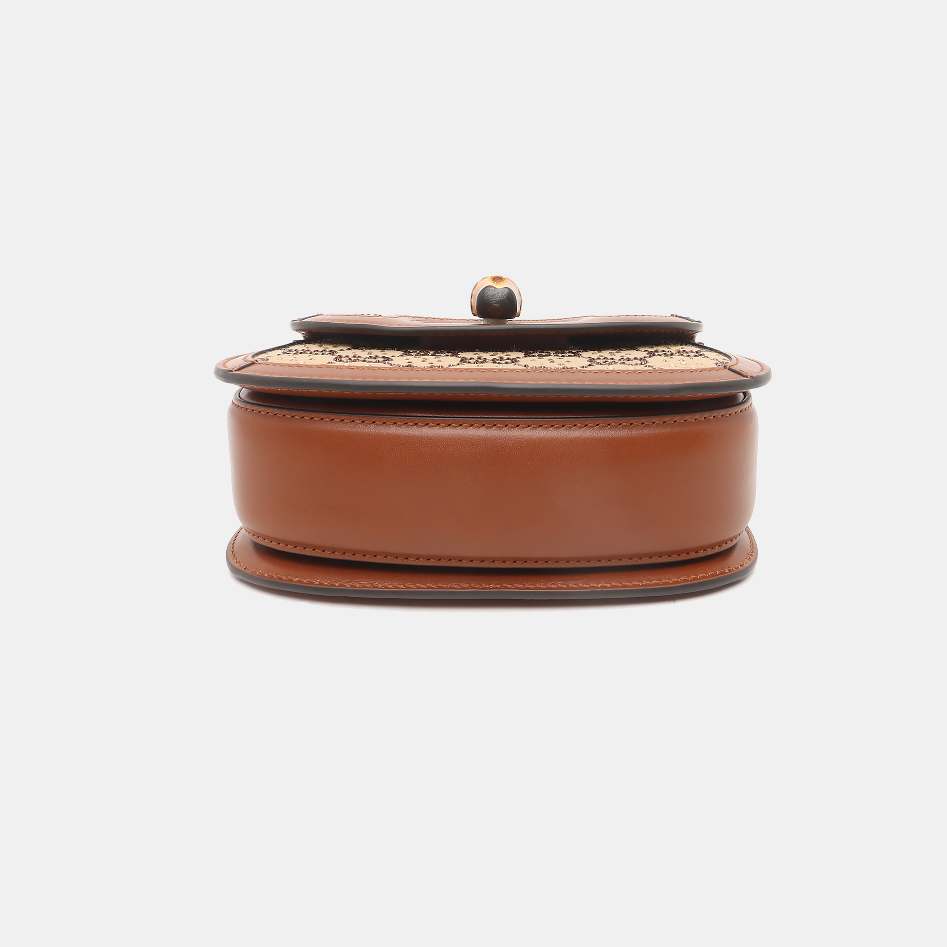 Gucci Bamboo 1947 Mini Brown Leather and Canvas with Glitter Crossbody Bag