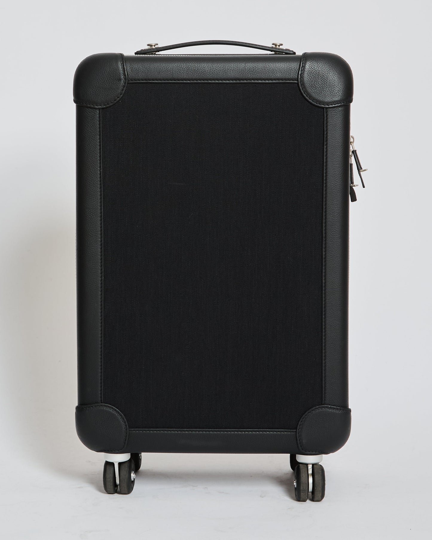 *HOT* Hermes Rolling Mobility Suitcase in Black with Black Clemence Leather Trim and Aluminium Hardware