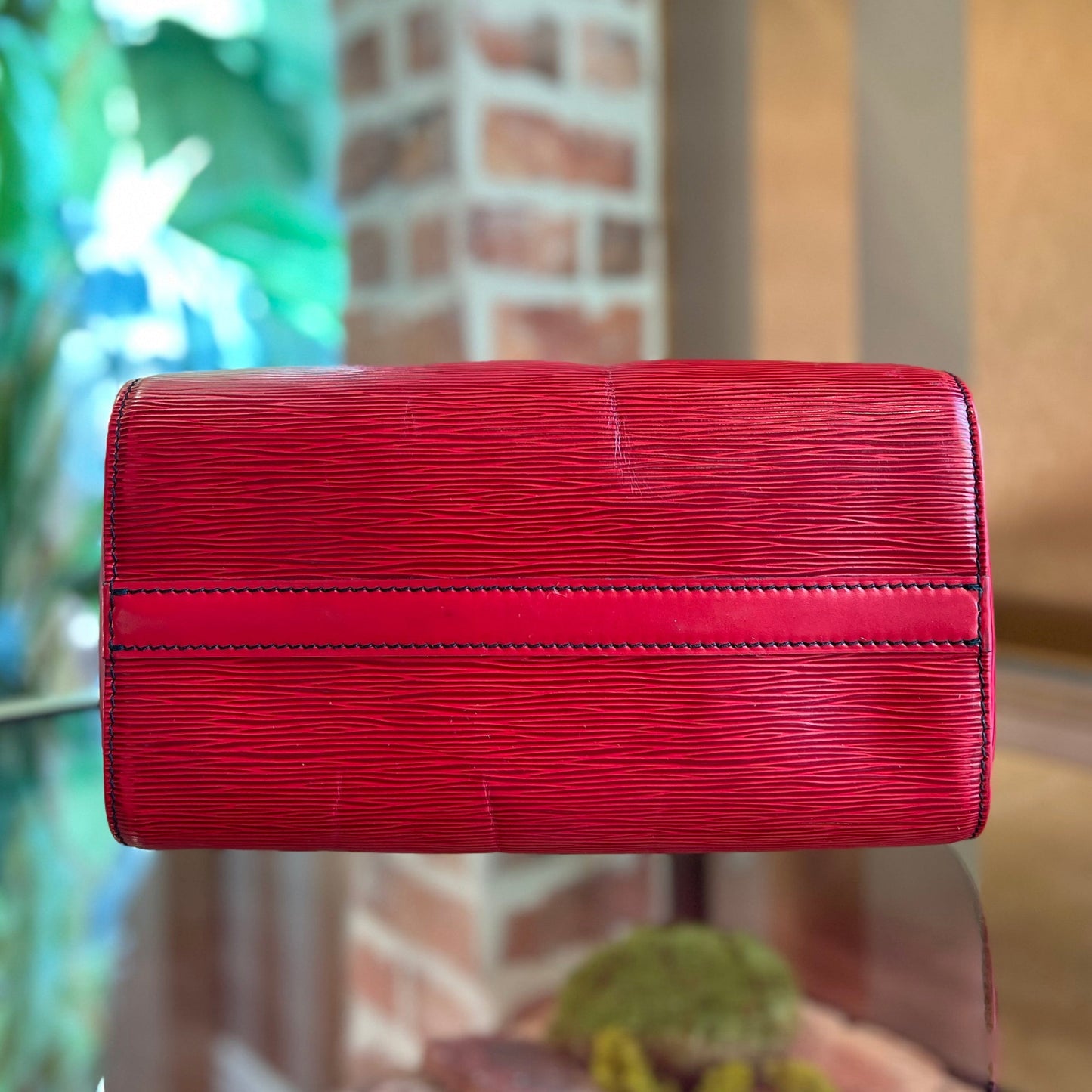 LOUIS VUITTON Red Epi Leather Satchel Bag Castillan