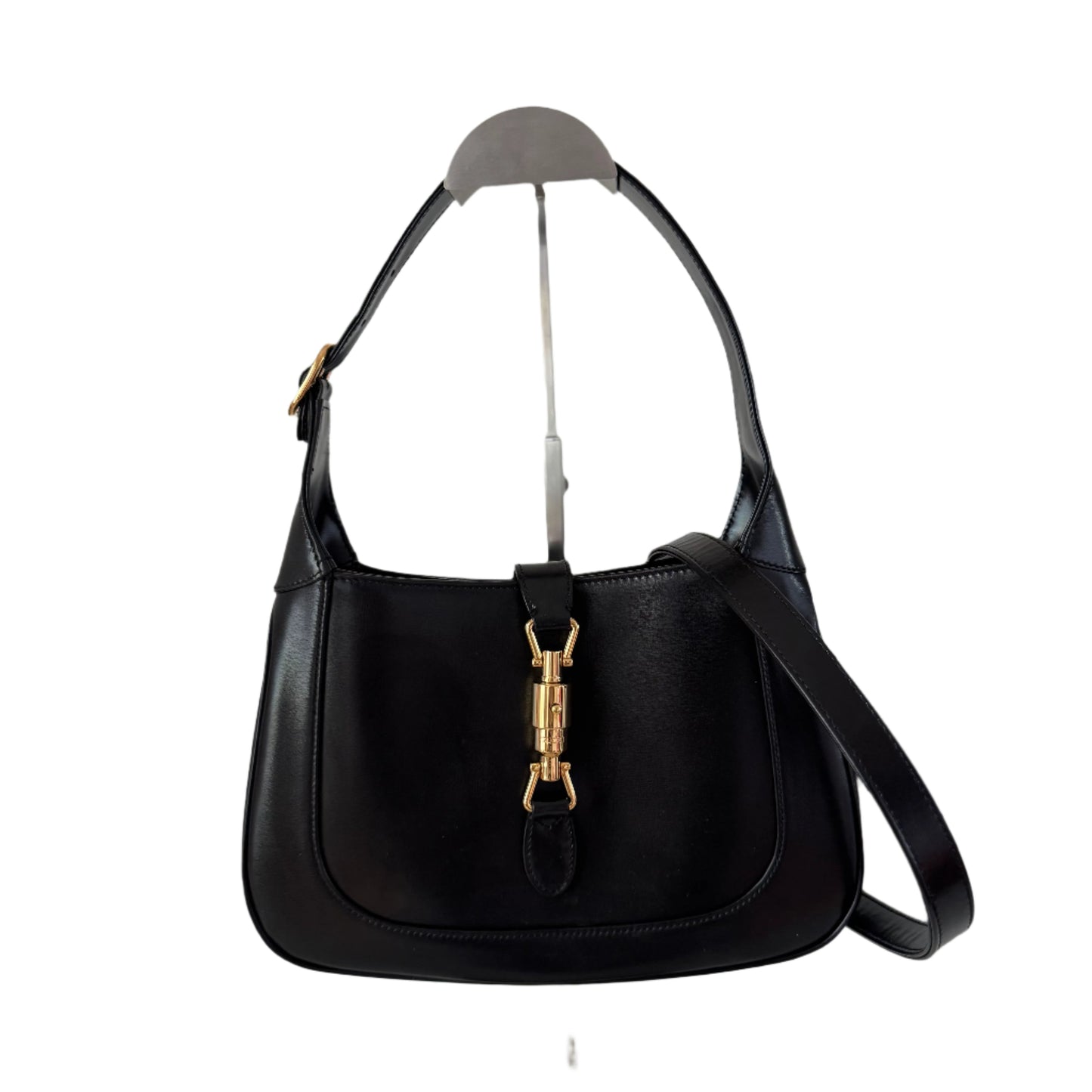 Gucci Jackie 1961 Black Leather Bag Small With Long Strap