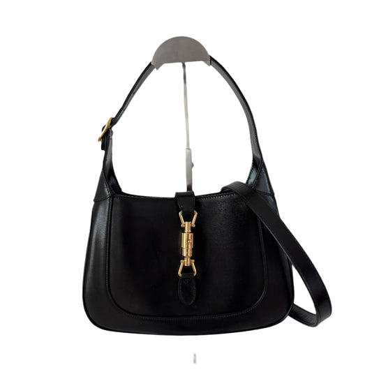 Gucci Jackie 1961 Black Leather Bag Small With Long Strap