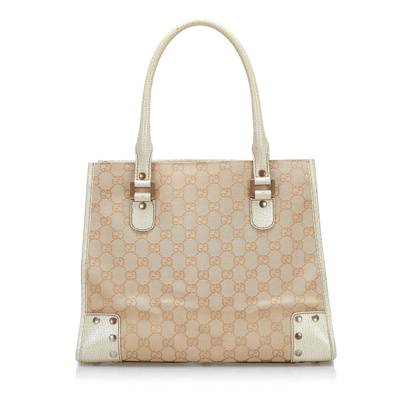 Gucci Beige Leather Canvas Tote Style 1