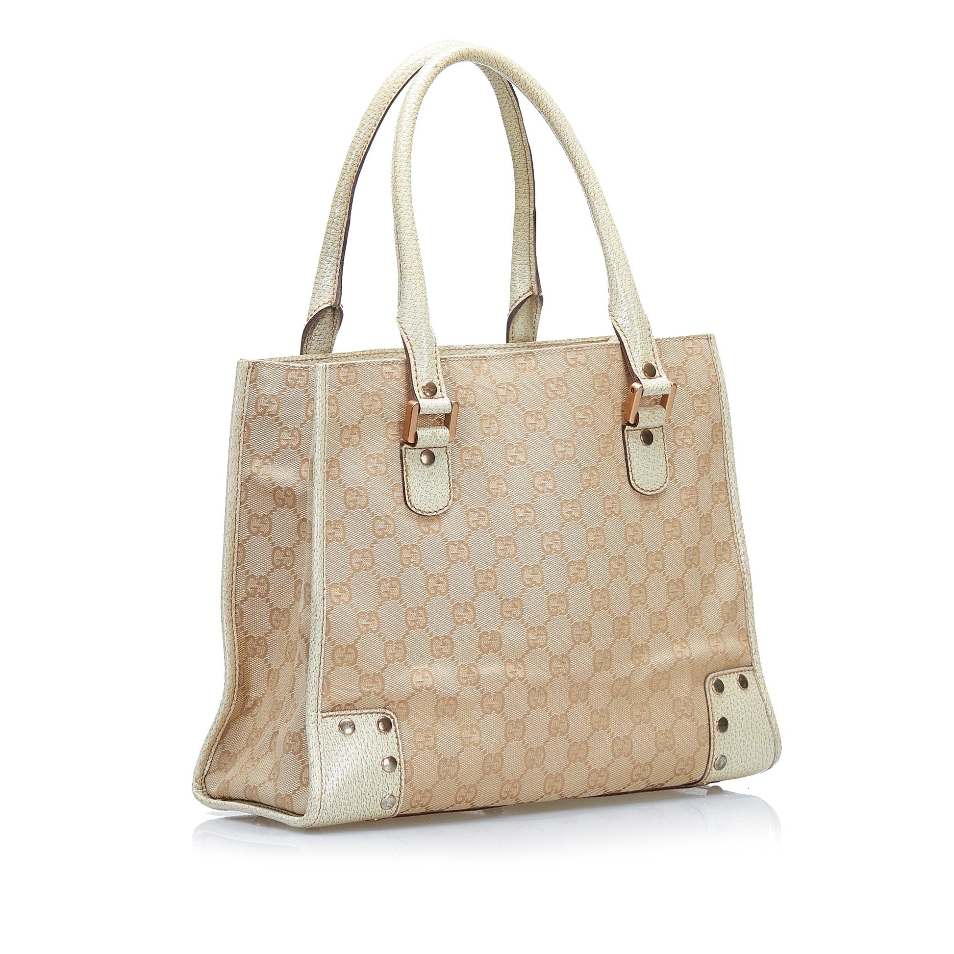Gucci Beige Leather Canvas Tote Style 1