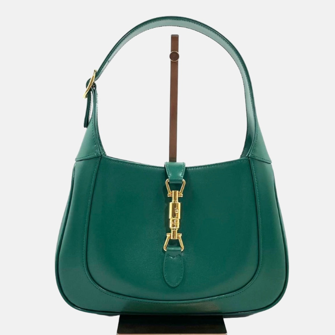 Gucci Jackie 1961 Green Leather Bag Small with Adjustable Strap