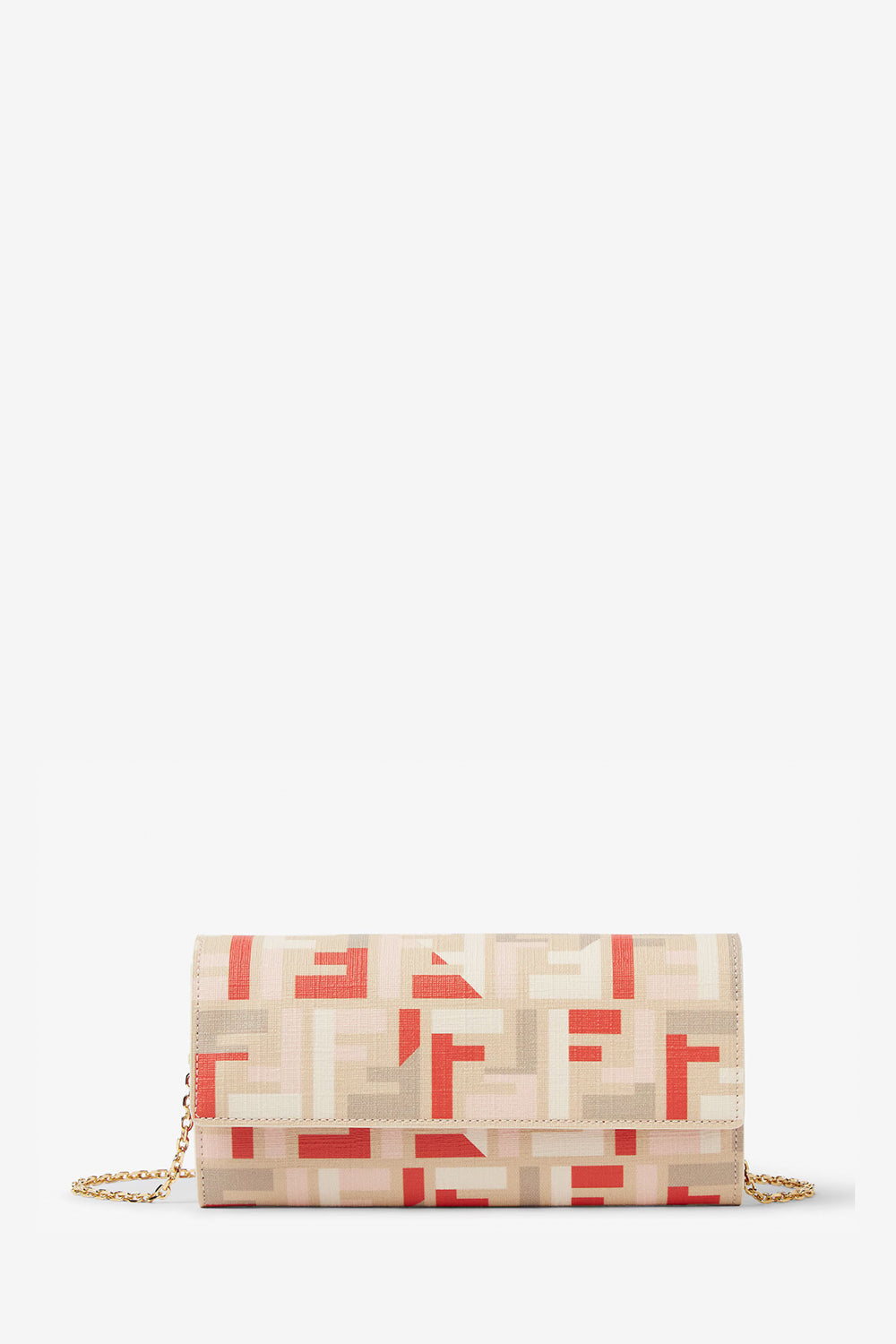 Fendi Roma Continental With Chain Pouch With Chain In Multicolor Ff Fabric