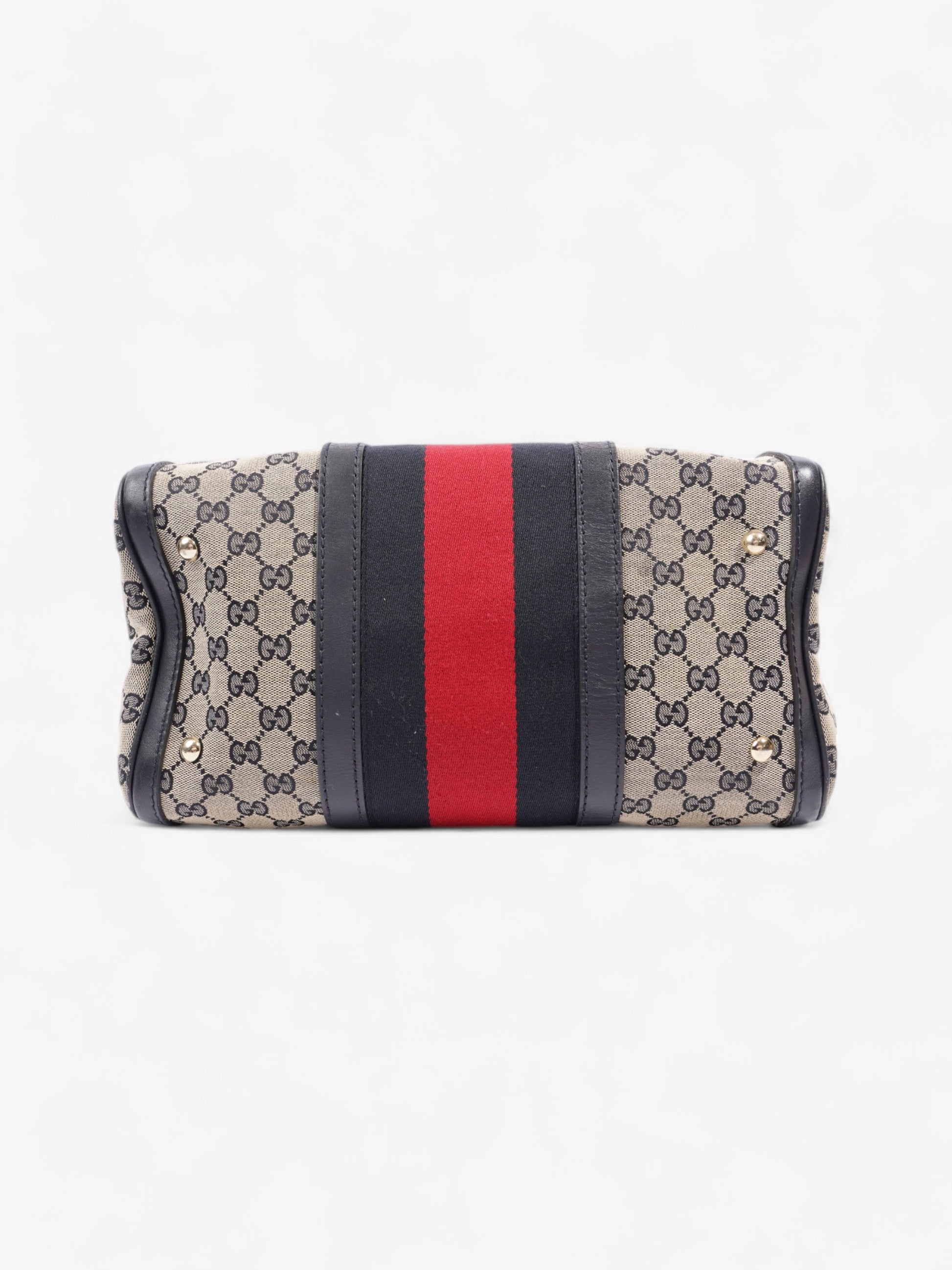 Gucci Boston Bag GG Supreme / Navy Blue / Red Canvas Medium