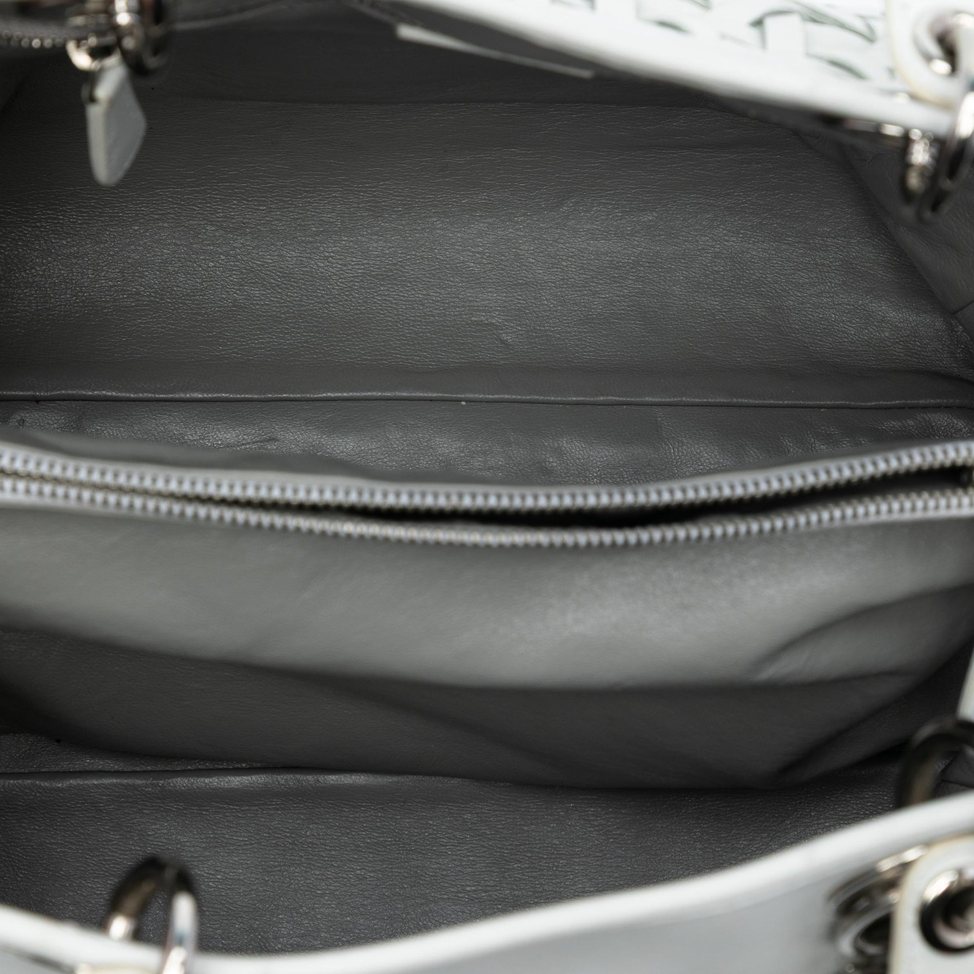 White Dior Woven Lambskin Lady Dior Avenue Tote Satchel