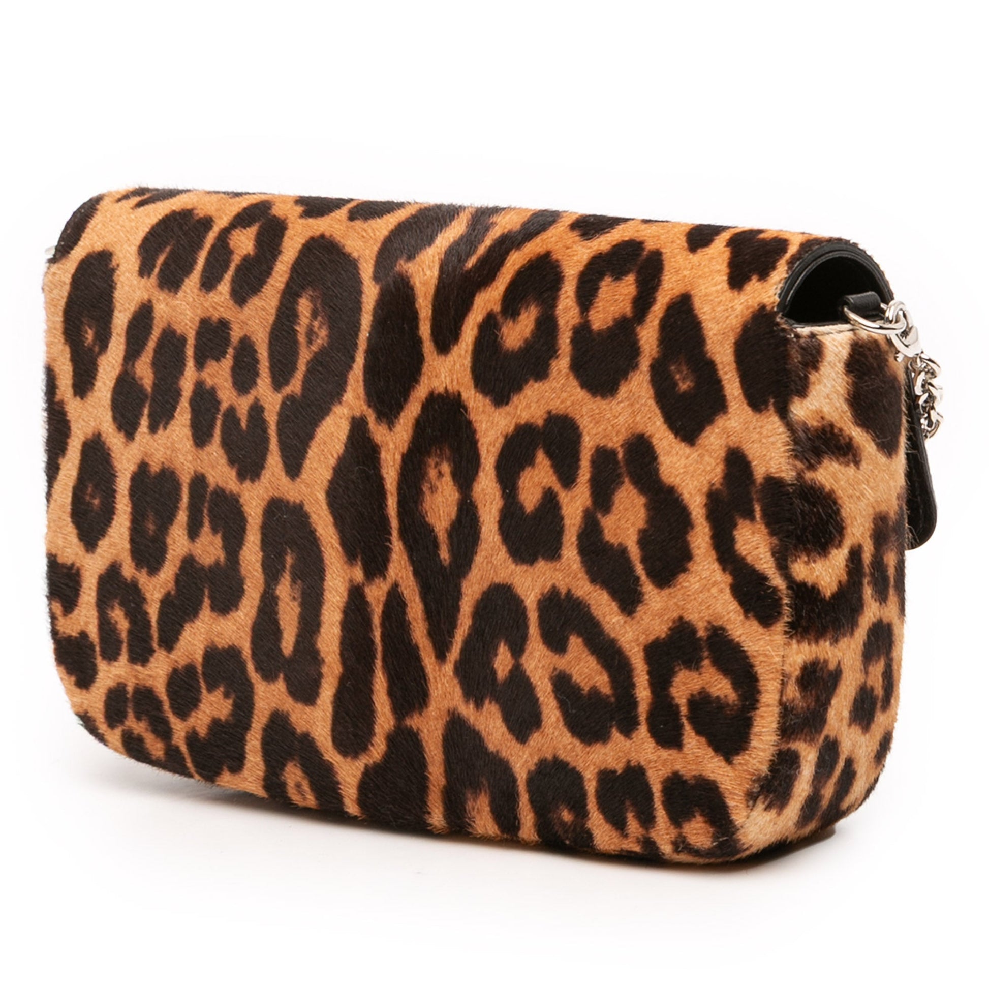 Brown Dior Leopard Print Pony Hair Miss Dior Chain Flap Crossbody Bag
