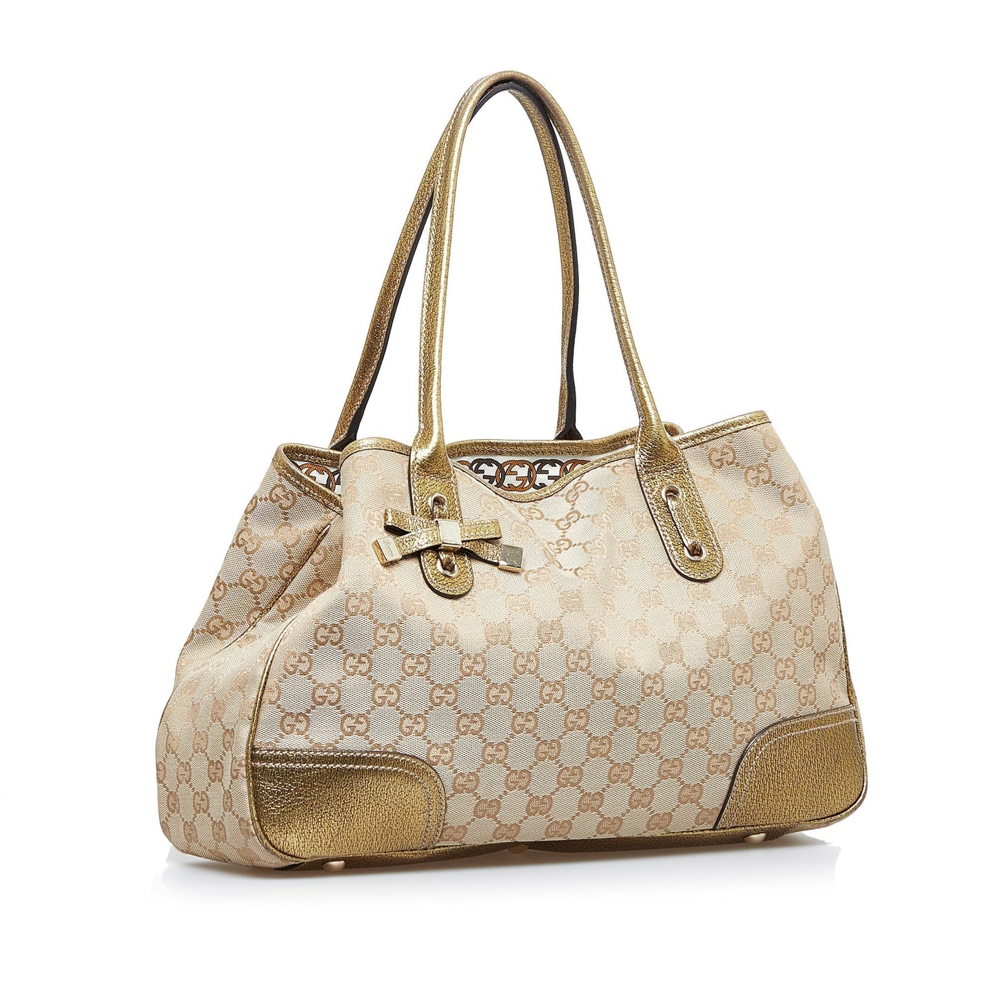 Gucci Princy Brown Leather Canvas Tote