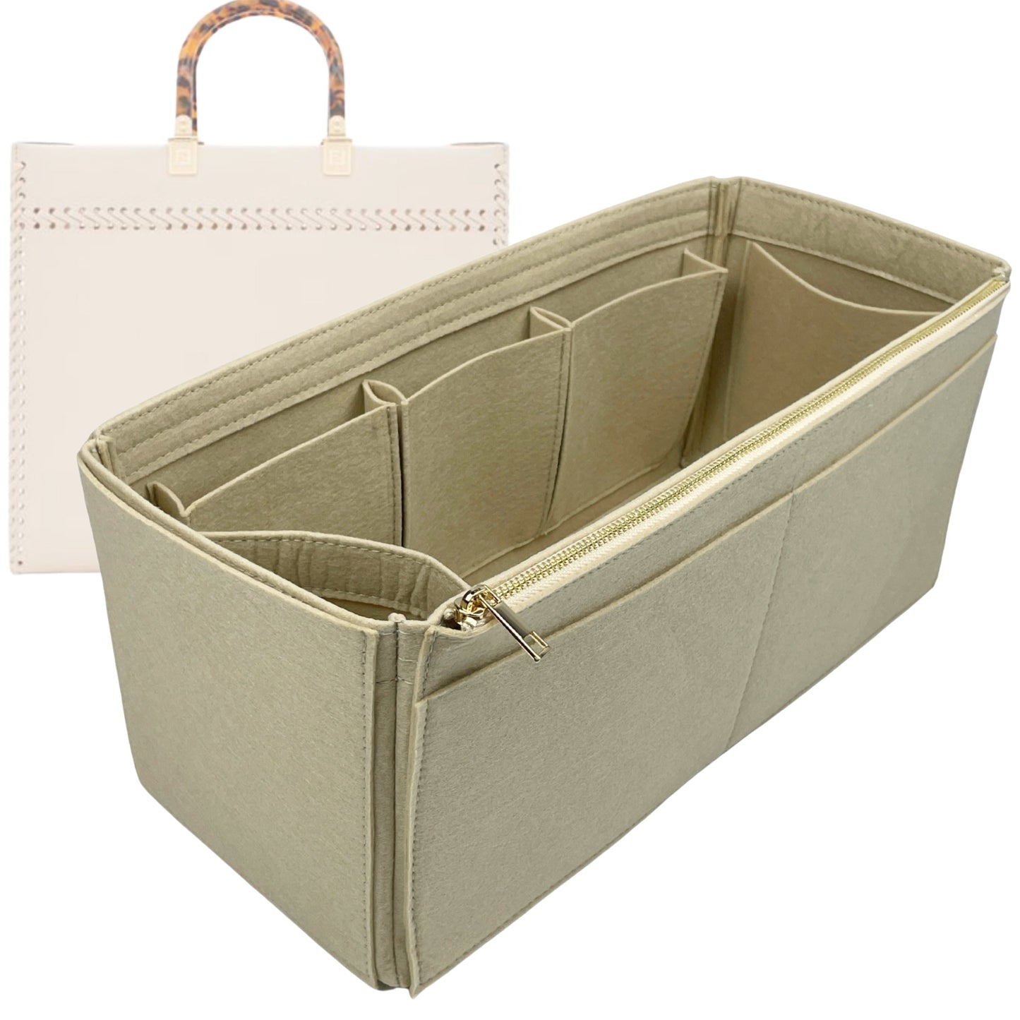 Organizer for [Sunshine Large, Fendi] Bag Insert (Felt, Wide Open Pockets)