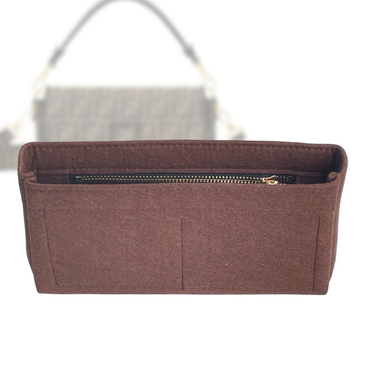 Organizer for [Baguette Chain Midi, Fendi] Bag Insert (Felt, Slim with Zip Pocket)
