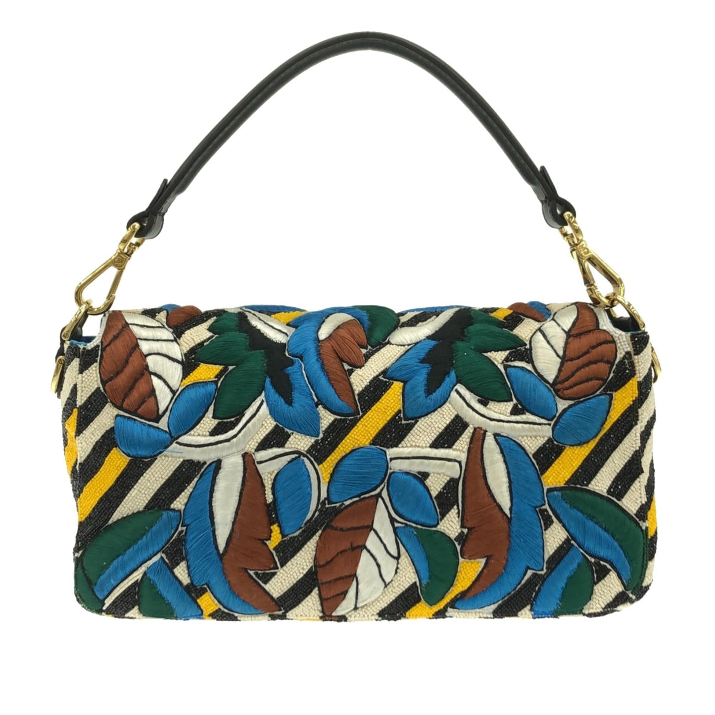 Fendi Beaded Vitello Dolce Leaf Embroidered Baguette (ZuB1eb)