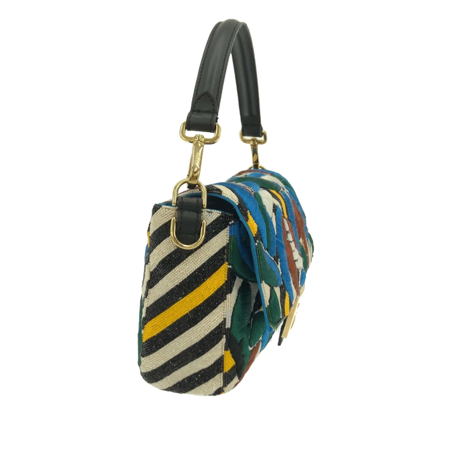 Fendi Beaded Vitello Dolce Leaf Embroidered Baguette (ZuB1eb)