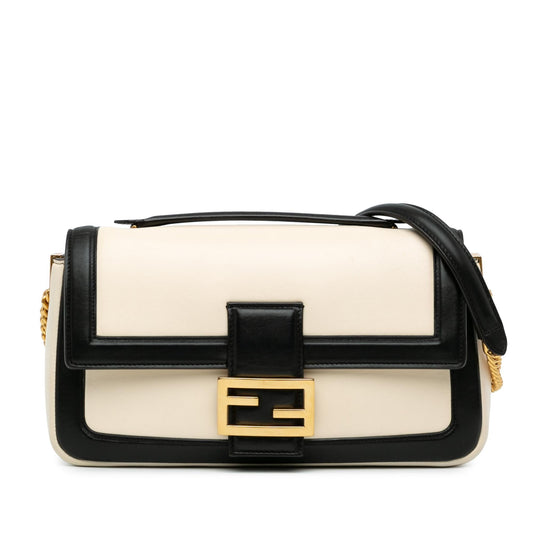 Fendi Bicolor Leather Chain Midi Baguette (SHG-dW85u0)