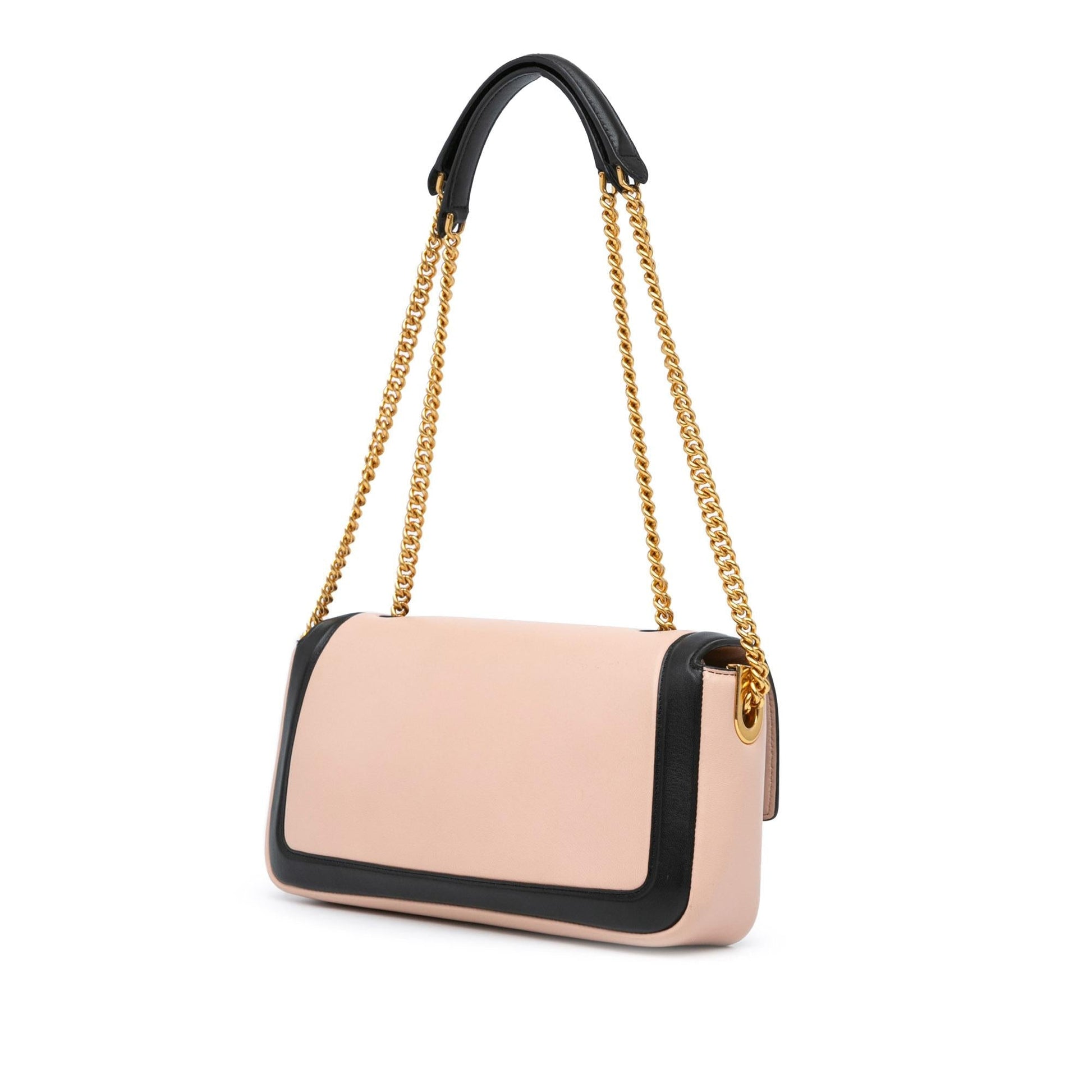 Fendi Bicolor Leather Chain Midi Baguette